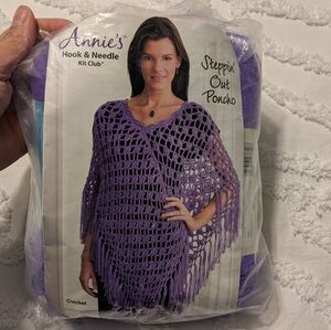 Annie Steppin' Out Purple Poncho Crochet and Knitting Kit